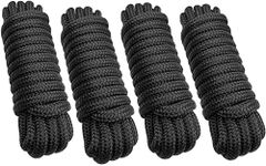 Dock Lines 4 Pack 5/8" x 15' Double Braided Nylon Boat Dock Lines with 15" Eyelet, Marine-Grade Dock Lines for Boats/Boat Lines Dock Ties - Black Marine Rope - Boat Ropes for Docking, J-FM TWNTHSD