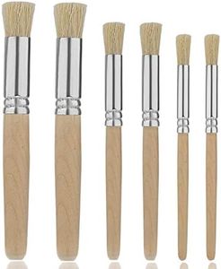 TOYMIS 6Pcs Wooden Stencil Brushes, Natural Bristle Acrylic Paint Brushes for Acrylic Painting, Oil Painting, Watercolor Painting, Card Making, DIY Art Crafts Project (3 Sizes)