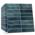 TOARTi 10 Sheets 2D Blue Green Self Adhesive Wall Tiles,12×12inch Stick On Wall Tiles Kitchen Splashbacks for Walls,Tile Stickers Peel and Stick Backsplash Splashback Decals Tile
