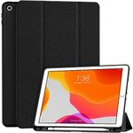 Soke for iPad 10.2 Case with Pencil Holder for iPad 9th Generation 2021/8th Gen 2020/7th Gen 2019-Premium Shockproof Case with Soft TPU Back Cover & Auto Sleep/Wake for iPad 10.2 Inch,Black