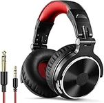 OneOdio Wired Over Ear Headphones Hi-Fi Sound & Bass Boosted headphone with 50mm Neodymium Drivers and 1/4 to 3.5mm Audio Jack for Studio DJ AMP Recording Monitoring Phones Laptop (Red)