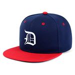 JPAK Old English Letter D Hip-Hop Snapback Hat Embroidered Baseball Cap English Alphabet, 43. Navy/Red, One Size
