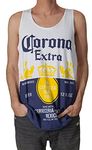 Official Corona Extra Bottle Label Print Men’s Tank Top - White - S