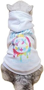 QWINEE Letter Graphic Cat Hoodie Breathable Stretchy Sweatshirts with Hat Warm Cat Clothes for Small Medium Large Cats Dogs White L