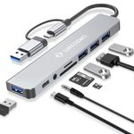 Updated USB Hub USB C Hub USB Splitter Port Extender 7 in 1 USB 3.0 Hub USB Adapter&USB C Splitter 4 USB 1 USBC TF/SD Card Reader Audio Output Compatible with MacBook/Pad Pro/Dell/HP Laptop/Phones…