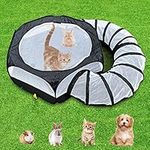 Small Animal Playpen Guinea Pig Cage Rabbit Pet with Tunnel Breathable&Transparent Pop Open Indoor Outdoor Exercise Portable Yard Fence with Top Cover for Cats,Bunny,Hamster,Hedgehog Pet,Chinchillas