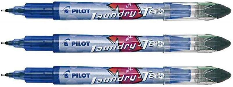 PILOT Laundry-Tec Set of 3 Textile Marking Pens Black Needle Tip