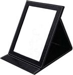 SEVEN HORSES Folding Travel Vanity Rectangular Wall Mount Mirror With Stand For Cosmetics Personal Beauty Portable Mirrors Black, Framed