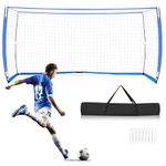 LAMPTOP 12x6 FT Soccer Goals for Backyard | Portable Soccer Goal Training Equipment | Collapsible Metal Base Soccer Net Set | Folding Soccer Goal for Youths and Adults