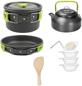 Hacer COMPSOR-303 Portable Camping Cooking Set Non-Stick Hiking Cookware Kit Pot Kettle Bowl Pan Sets Cookware for Outdoor Camping Picnic Hiking Utensils Kitchen Equipment