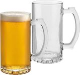 CLVJ Beer Mug Set, Freezer Glasses Beer Mug with Handle, Skull Beer Glasses Cups for Men, Bar, Beverage, Dishwasher Freezer Safe (Beer Mug 410ML 2 PCS)