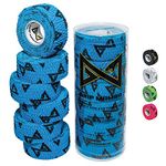 GRIP MAMBA Elastic Athletic Finger Tape, 1”Wide w/Premium Adhesive, Protects Hand Thumb Fingers Enhances Grip, Sleeve Blister Wrap for Sports, Golf, Tennis, Basketball, Pickleball (Blue, 6 Rolls)