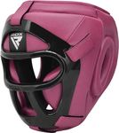 RDX Boxing Headgear Maya Hide Leather MMA Muay Thai, Removable Grill, Sparring Grappling Martial Arts, Kickboxing Taekwondo Karate BJJ Training Helmet (Pink, M)