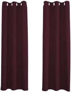 Happy Homewares Burgundy Blackout Curtains - 46 x 54 Inch Drop - Elegant Eyelet Curtains with Thermal Insulation - 2 Panels for Bedroom or Living Room