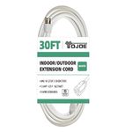 YOJOE 30 Foot White Outdoor Extension Cord - 16/3 SJTW Waterproof Extension Cable with 3 Prong Grounded Plug - 16 Gauge Extension Cord for Garden, Lawn, Yard Decorations Outdoor - UL Listed