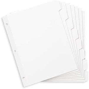 Blue Summit 3 Ring Binder Dividers with Reinforced Edge, 1/8 Cut Tabs, 96 Dividers, Letter Size, 3 Hole Punch Section Index Dividers for Binders, White, 12 Sets