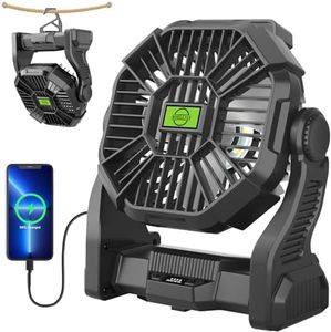 TDLOL Rechargeable Portable Camping Fan for Tent with LED Light, 20000mAh USB Personal Battery Powered Fan Outdoor Camping Essentials Battery Operated Portable for Travel Beach Essentials X23 Black