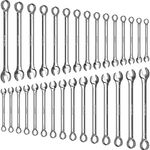 Olsa Tools 30 pc Combination Wrench Set (SAE & Metric) | 15-Degree Angle Offset | Precision 12-point Box End | Unbreakable Complete SAE Wrench Set | Combo Wrench Set for Mechanics | Professional Grade
