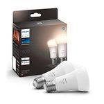 Philips Hue NEW White Smart Light Bulb 75W - 1100 Lumen 2 Pack [E27 Edison Screw] With Bluetooth. Works with Alexa, Google Assistant, Apple Homekit. For Indoor Home Lighting, Livingroom and Bedroom.