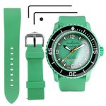 Ocdin 22 MM Watch Strap Replacement for Blancpain X Swatch with Hex Spanner Quick Release Silicone Watch Band Compatible with Bioceramic SCUBA Fifty Fathoms (22MM, Green)