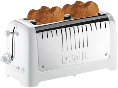 Dualit 2 Slot Long Lite Toaster- White - Peek and Pop - Bagel Function - 2kW - Defrost - Perfect Toast Technology - 260mm Extra Long Slots - Browning Control
