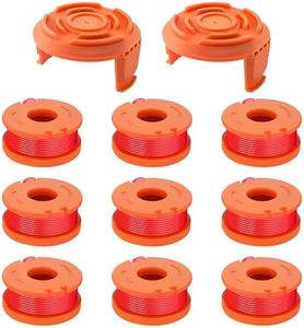 Trimmer Spool Line Compatible for Worx WG180 WG163 Weed Wacker String WA0010 10 FT/0.065 Inch String Trimmer Twisted Line, Spool Replacement for Worx Cordless Trimmers (9 Spools+2 WA6531 Caps Cover)