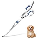 WUWYOUWL Pet Scissors, Pet Grooming Scissors with Safety Round Tip, Dog Cat Grooming Shears Scissors, Stainless Steel Pet Grooming Scissors Up Curved Tools for Home(6 inch)