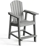 DWVO 25" Tall Adirondack Chair, Poly Bar Height Balcony Chairs, Weather Resistant Outdoor Barstool Lifeguard Chair for Deck Pool Patio and Porch, Gray