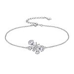 Aurora Tears Butterfly Bracelets Women 925 Sterling Silver Animal Butterflies April Birthstone Diamond Link Adjustable Bracelet Crystal Wedding Birthday Jewelry DB0115W