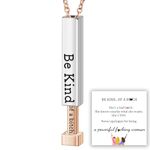 Be Kind...Of A Bich - Hidden Message Necklace, Be Kind of A Bitch - 3D Engraving Vertical Bar Necklace, Stainless Steel Encouragement Mantra Pendant Necklace for Women (Gold)