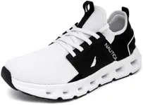 Nautica Men's Running Sneakers Sport Lace-Up Athletic Shoes for Gym Tennis – Cushioned, Breathable, Lightweight & Comfortable-Cailen-White Black, Size 7.5