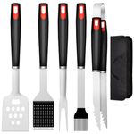 BBQ Tools Set, More Heavy Duty 6-in-1 BBQ Utensil Set, More Longer Professional Stainless Steel Grill Accessories Barbecue Tool Set, Portable BBQ Kit with Storage Bag, Utensils Gifts for Men Women
