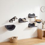 PawHut 4PCs Wall Mounted Cat Tree Cat Wall Shelves W/Scratching Post Dark Grey