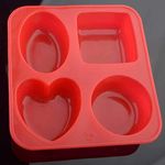 Stewit Silicone Circle, Square, Oval and Heart Shape Soap Cake Making Mould, Multicolor