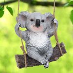 GloBrite Swing Koala Garden Statue Outdoor Ornament - Tree Hanging Sculpture Animal Cute Figurines for Garden Lawn Patio Yard Porch Christmas Decoration