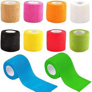 Annhao Fasciature Benda Elastica Coesiva (10 Rotoli), Bendaggio Autoadesivo Morbido E Confortevole Nastro Bendaggio Sportivo Non Tessuto per Mani, Piedi, Ginocchia, Braccia 10 Colori 5cm x 4.5m