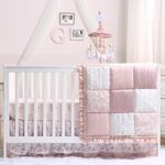 Grace 4 Piece Baby Girl Dusty Pink Floral Layered Patchwork Crib Bedding Set