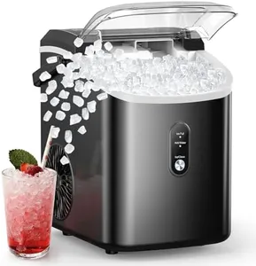COWSAR Nugget Ice Maker Countertop, Chewable Pebble Ice 34Lbs Per Day, Crunchy Pellet Ice Cubes Maker Machine with Self Cleaning, Compact Portable Design for Home/Kitchen/RV/Office