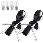 YouOKLight Himalayan Salt Lamp Cord (5ft) with Dimmer Switch, Original Replacement Cord with Dimmer Control and 15Watt E12 Halogen Bulb(2 Cords and 4 Bulbs)