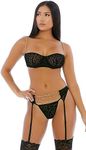 Forplay Womens Lingerie Sets, Black, Large