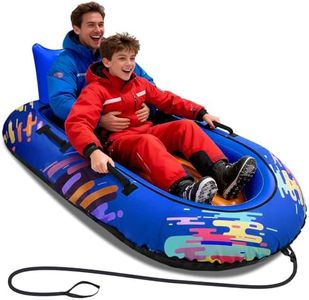 Snow Tube for Adults 2 Person, Heavy-Duty Inflatable Snow Sled with 600D Fabric Cover, Backrest, Tow Rope & Reinforced Handles, Hyperzoo Winter Toboggan–Ideal for Family & Friends
