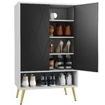 HOMEFORT Shoe Cabinet,15 Pairs Shoe Rack Organizer Cabinet, Freestanding Shoe Storage Cabinet for Narrow Entryway Closet,6-Tier Modern Shoe Organizer with Double Doors and Adjustable Shelf (White)