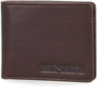 Harley Davidson Portafoglio da uomo in pelle con blocco RFID, marrone (Buff), marrone (Buff), portafoglio da uomo in vera pelle con blocco RFID