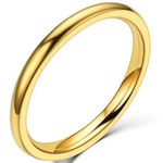 JUDE 2MM Tungsten Carbide Stackable Ring Plain Wedding Band (Gold, O)