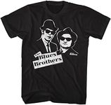 American Classics The Blues Brothers Movie Jake & Elwood Adult Short Sleeve T-Shirts Graphic Tees, Black, Large