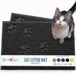 Andalus Small Cat Litter Mat, Pack of 2 - Waterproof, Non-Slip & Easy to Clean Cat Litter Box Mat for Extra Efficient Pet Litter-Trapping, Black (15.75” X 11.75”)