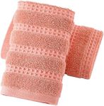 YiLUOMO Pink Hand Towel Set of 2 Premium 100 Percent Cotton Waffle Striped Weave Super Soft Highly Absorbent Bathroom Hand Towels 13 x 29 Inch