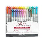 Zebra Pen Mildliner Double Ended Brush Pen, Brush & Point Tips, Assorted Ink Colors, 25-Pack, Multicolor (79125)