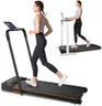 UREVO Strol 2E Smart 2-in-1 Folding Treadmill, Compact Walking Pad with Safety Handle, Plug and Play, Dual LED Display, Workout APP, Walking or Running for Home Office, Remote Included, Tangerine