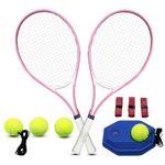 ZHUOKECE Tennis Rackets for Adult, 2 Players Adult Recreational Tennis Rackets Set for Beginners and Professional with 4 Tennis Balls, 3 Overgrips, 1 Tennis Bag (Pink)